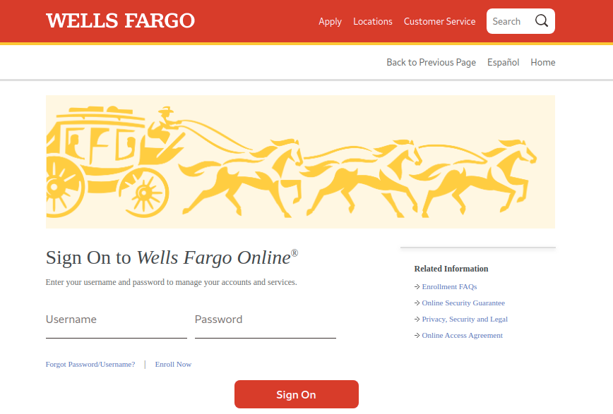 wells fargo online account login