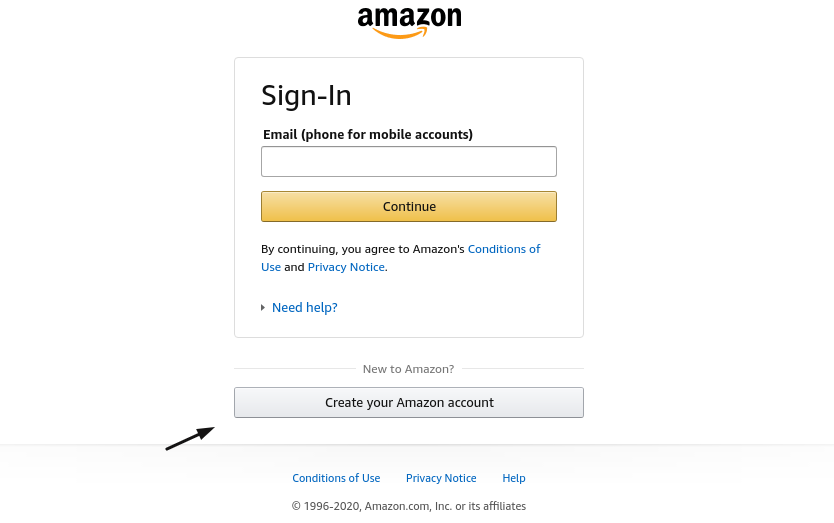 Amazon Create Account