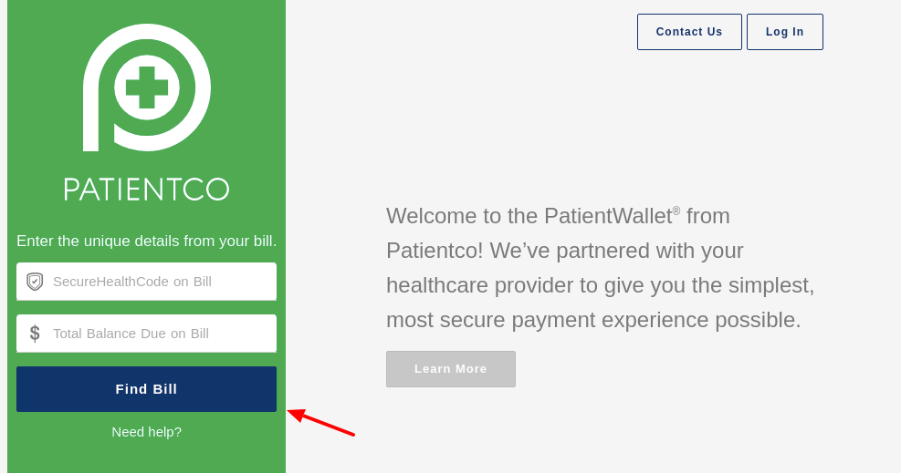 Patientco Find Bill