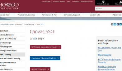 Howard Community College Canvas Login