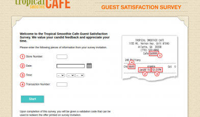 Tropical Smoothie Cafe Survey