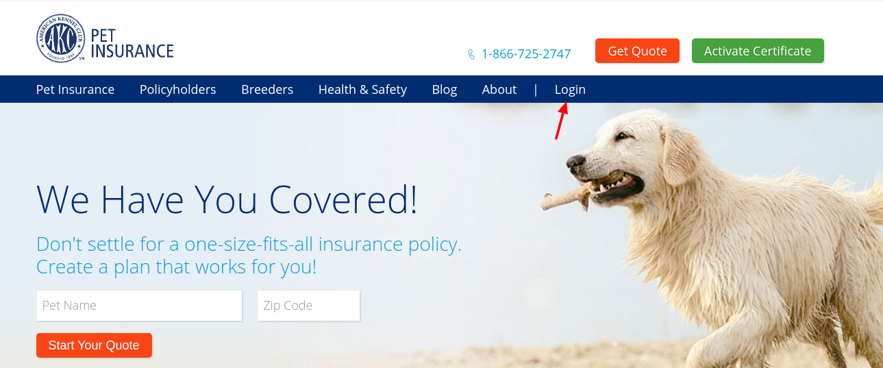 akc pet insurance login