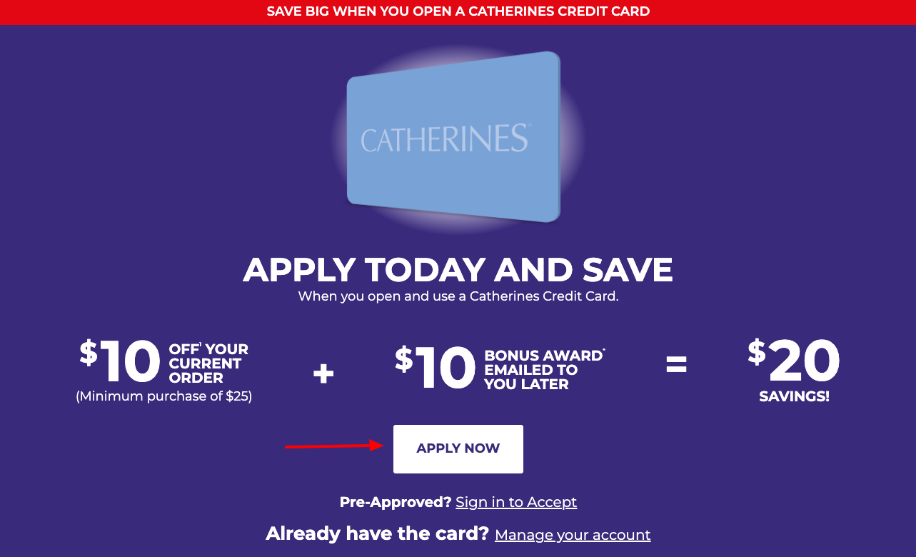 catherines credit card apply