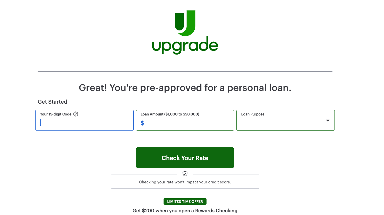 Upgrade loan