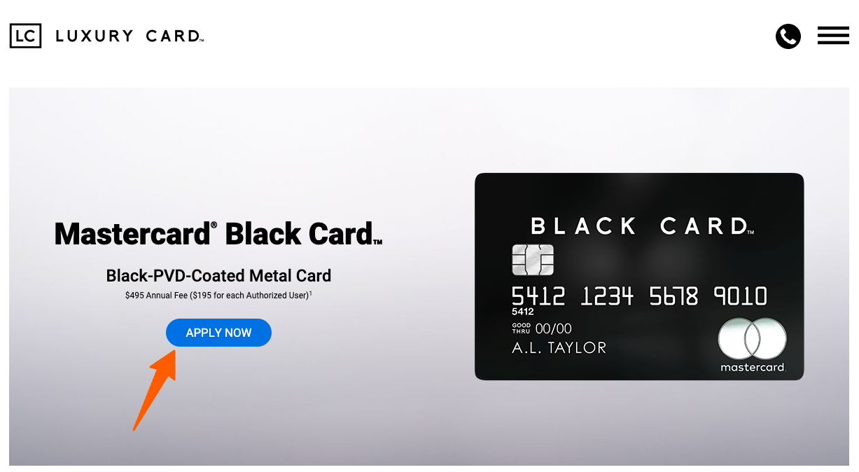 Apply for Luxury Mastercard Black Card
